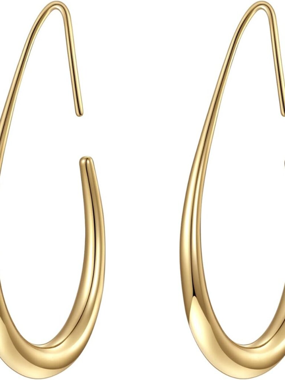 Lightweight Teardrop Hoop Earrings for Women - 14k Gold/White Gold Plated Large